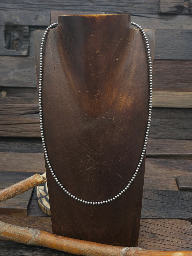 Oxidized Sterling Silver Bead Necklace - 22 in. 3 mm