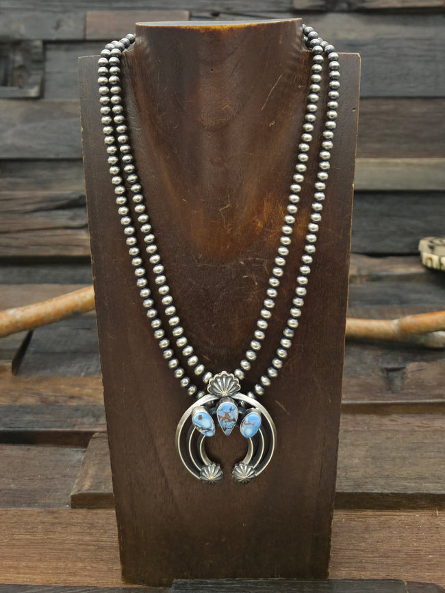 Sterling Silver Golden Hill Turquoise Naja Necklace by Davey Morgan - 17 in.