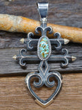 Cast Sterling Silver and Turquoise Pendant by M. Jim