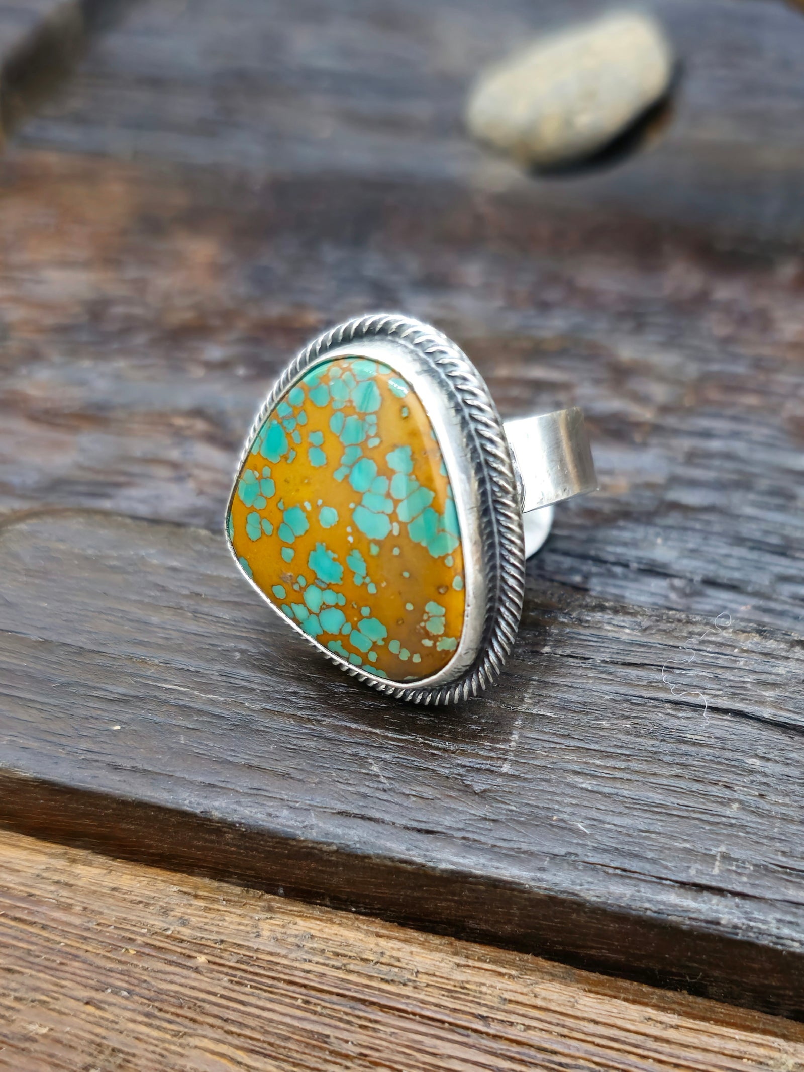 Leon Martinez Turquoise and Sterling Adjustable Ring