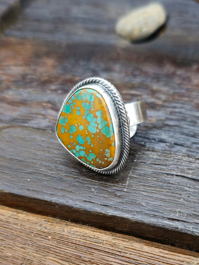 Leon Martinez Turquoise and Sterling Adjustable Ring
