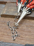 10 Strand Jet, Apple Coral, and Lapis Heishi Necklace by Fred Archuleta -  22 in. w/4 in. Extender