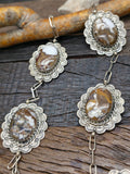 Stamped Sterling Silver Wild Horse Naja Necklace and Earring Set by Elroy and Bernadine Chavez - 30 in.