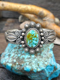 Sterling Silver Kingman Turquoise Cuff Bracelet by Michael Calladito - 7 in. with Gap