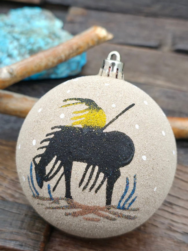 Large Sand Painting Christmas Ornament Bauble by Bingo Smith - End of the Trail