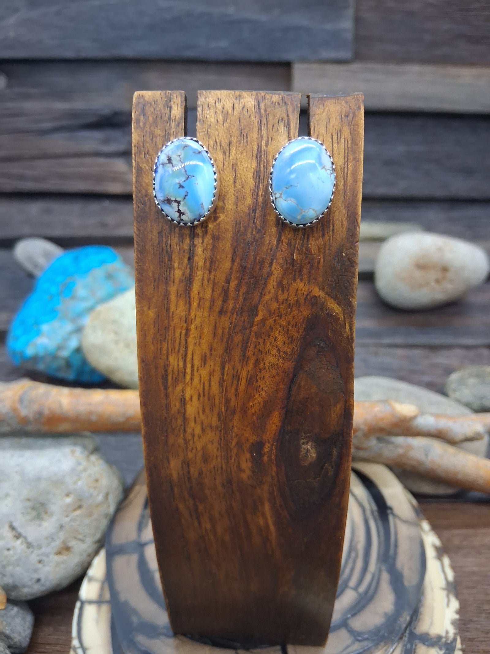 Golden Hills Sterling Silver Oval Post Earrings by Dorothy Yazzie