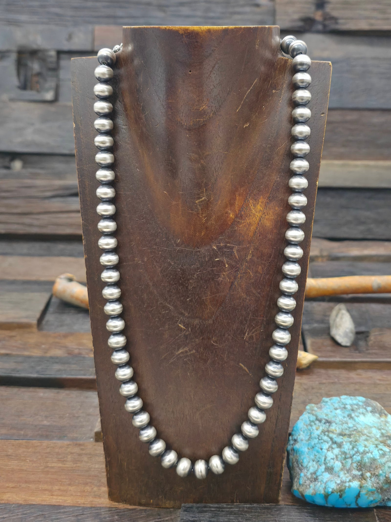 Sterling Silver Navajo Pearl Necklace by Bryannen Halwood - 22 in. 10 mm Bead