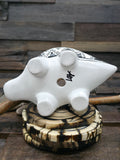 Hand Painted Black and White Triceratops Planter by A. Tsosie - 7 in. by 3 1/2 in. by 3 in.