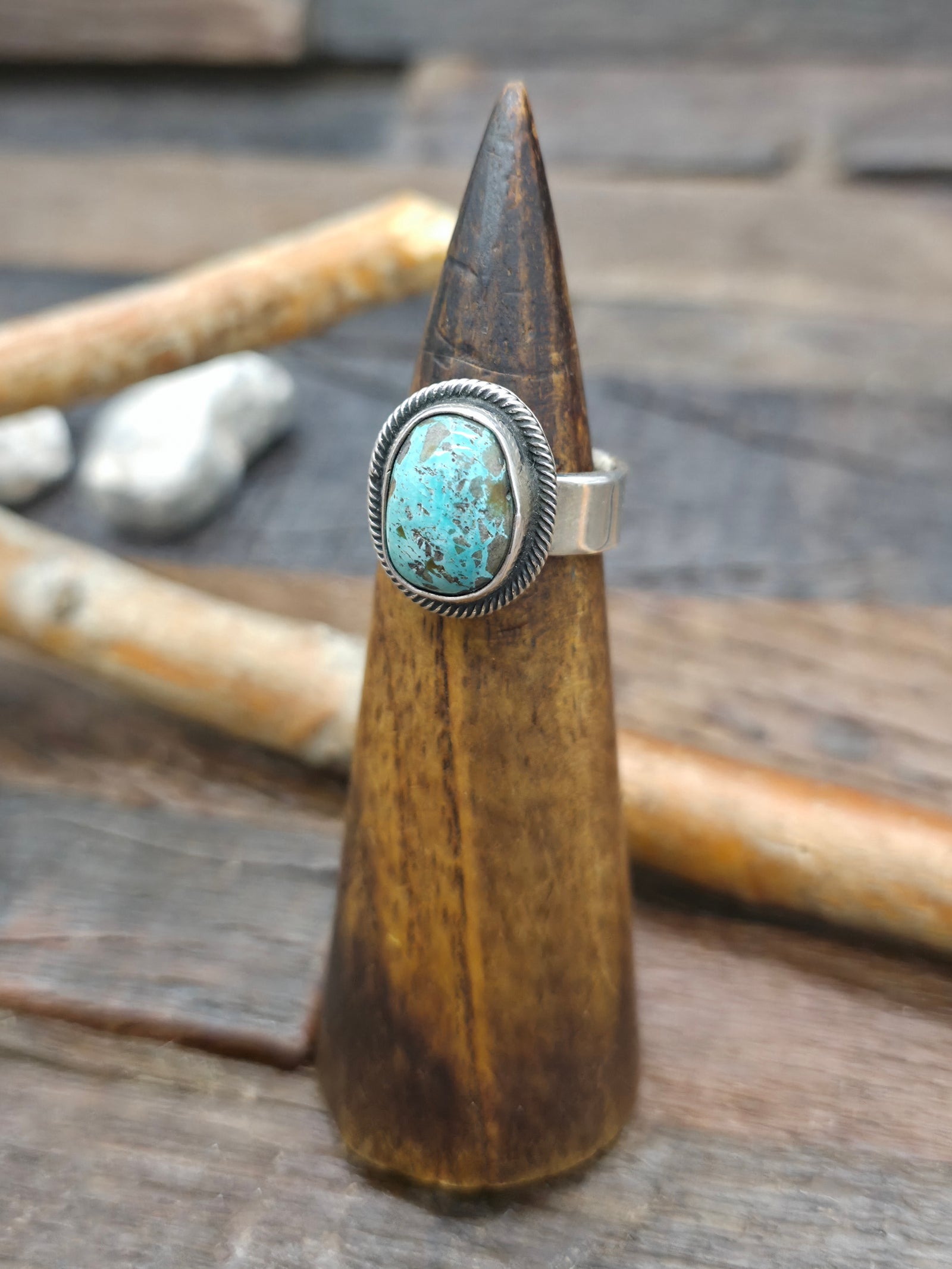 Sterling Silver and Turquoise Ring by Jess Martinez - Adjustable