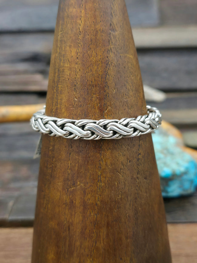 Italian-Made Sterling Silver Braided Chain Bracelet - 7 in.