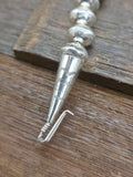 High Shine Stamped Sterling Silver Bead Necklace by Jeffrey Castillo - 28 in. with 4 in. Drop