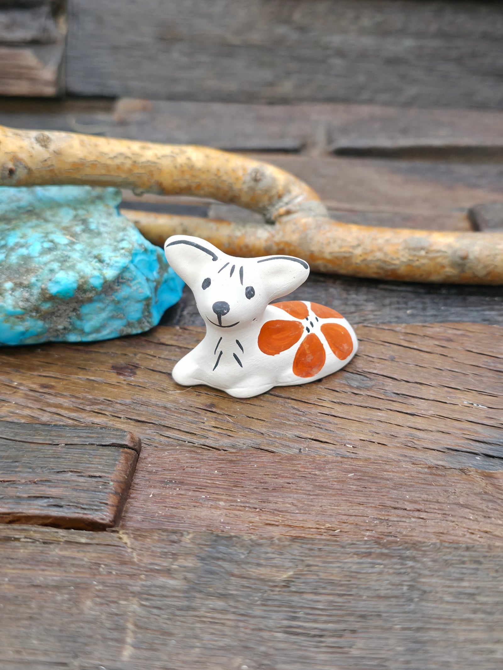 Mini Acoma Baby Deer with Flower