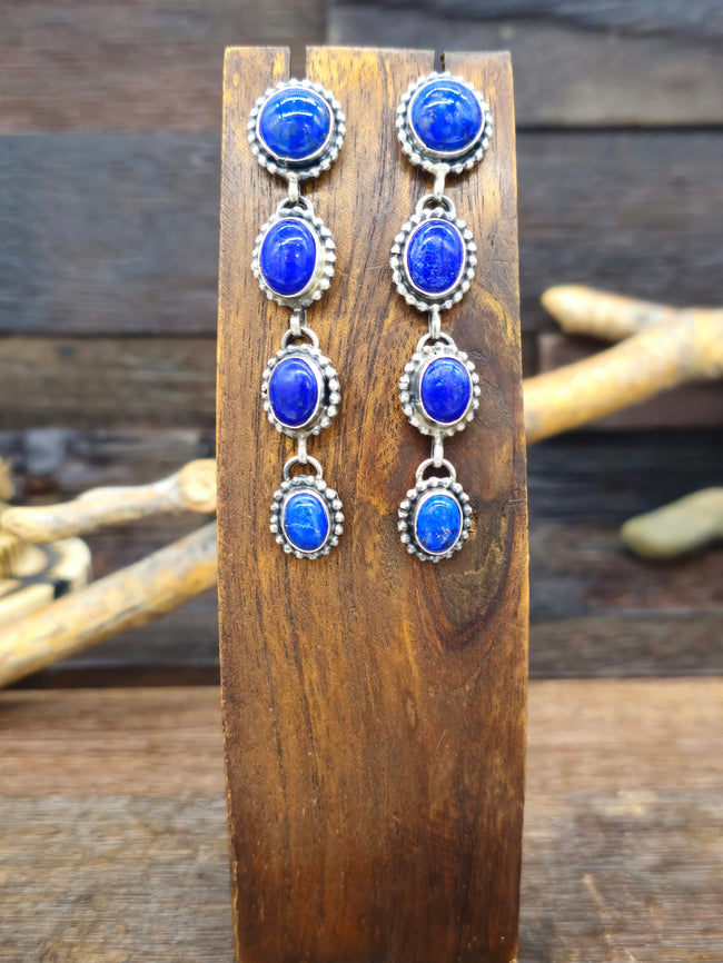 Four Stone Lapis Lazuli Dangle Earrings by Randy
