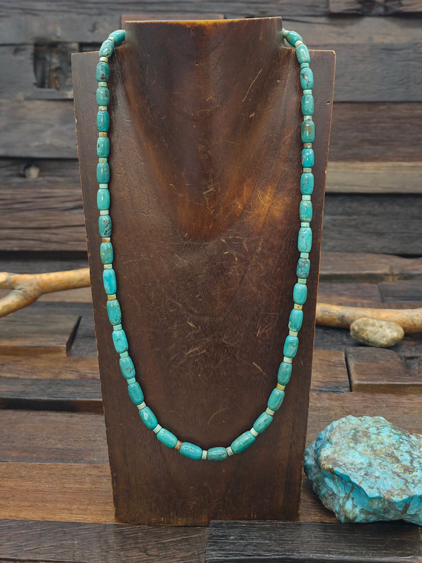 Blue Sky Horse Turquoise Necklace by Fred Archuleta -  22 in.