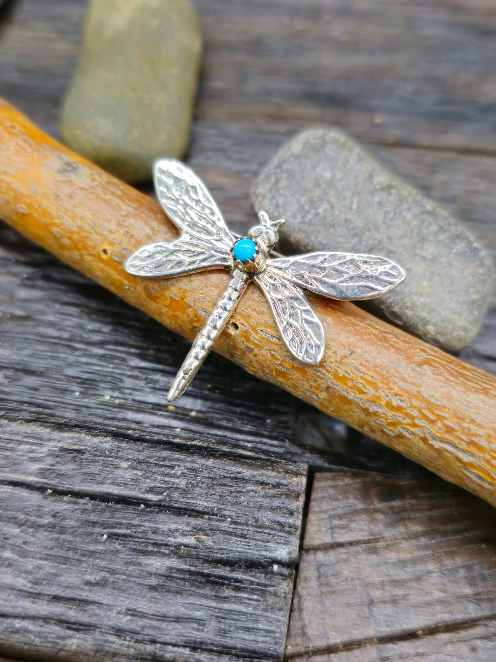 Sterling Silver Turquoise Dragonfly Pin by Bernice Nelson