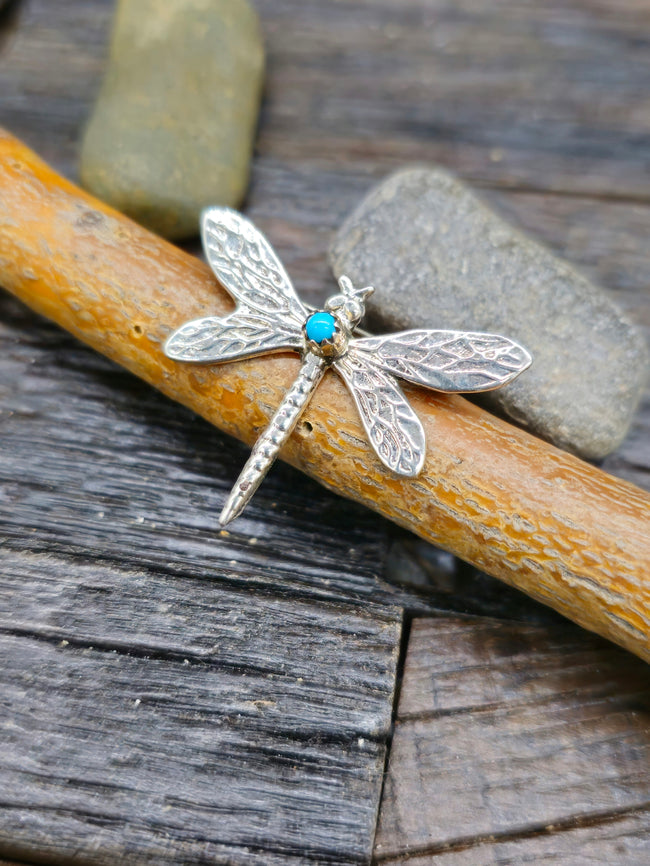 Sterling Silver Turquoise Dragonfly Pin by Bernice Nelson