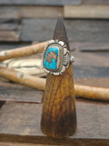 Stamped Sterling Silver Blue Gem Turquoise Ring by Dean Sandoval - Size 8 3/4