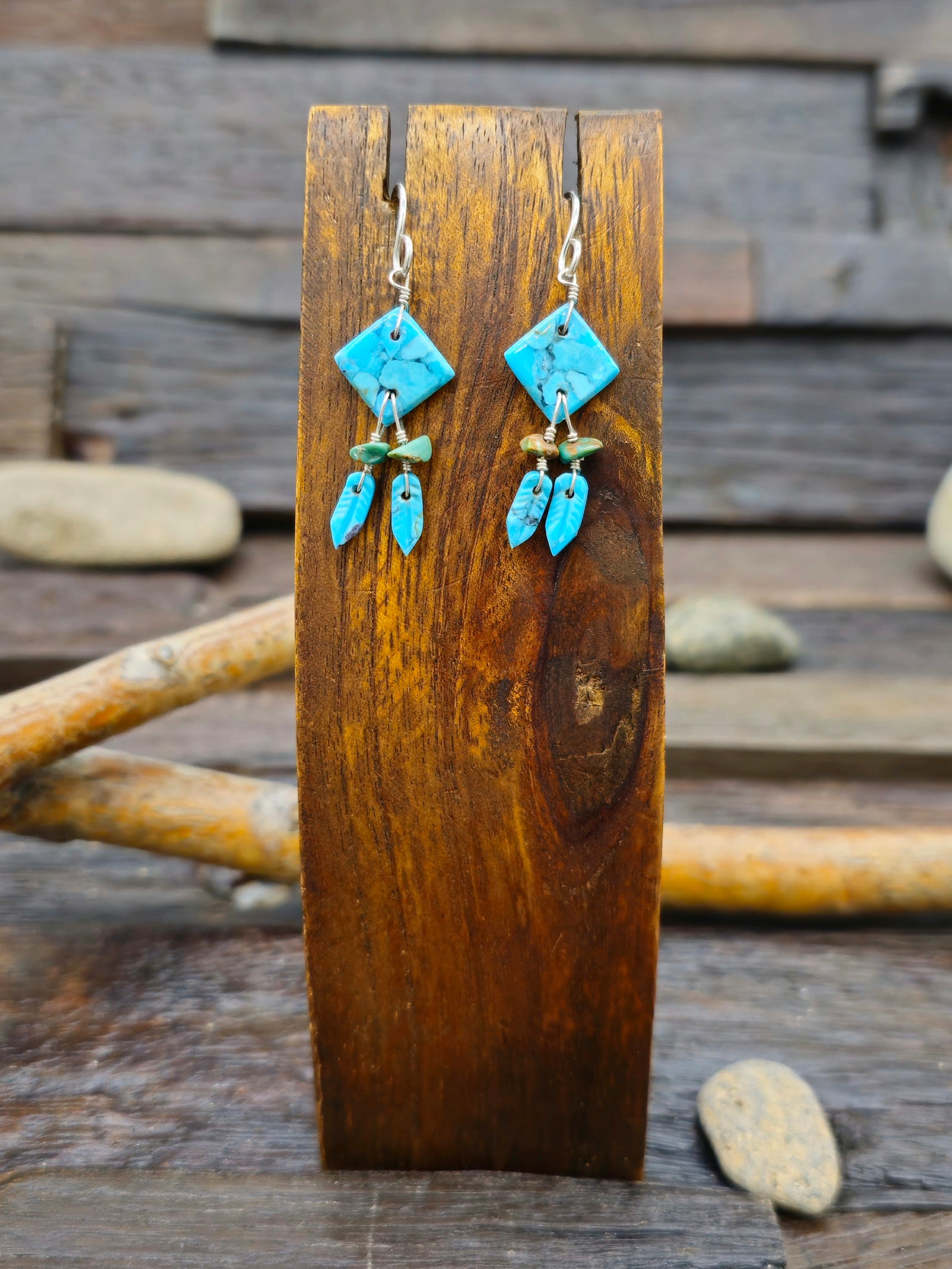 Turquoise Diamond Shield Earrings by Marcella Castillo