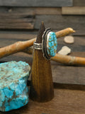 Stamped Sterling Silver Kingman Turquoise Ring by Happy Piasso - Adjustable