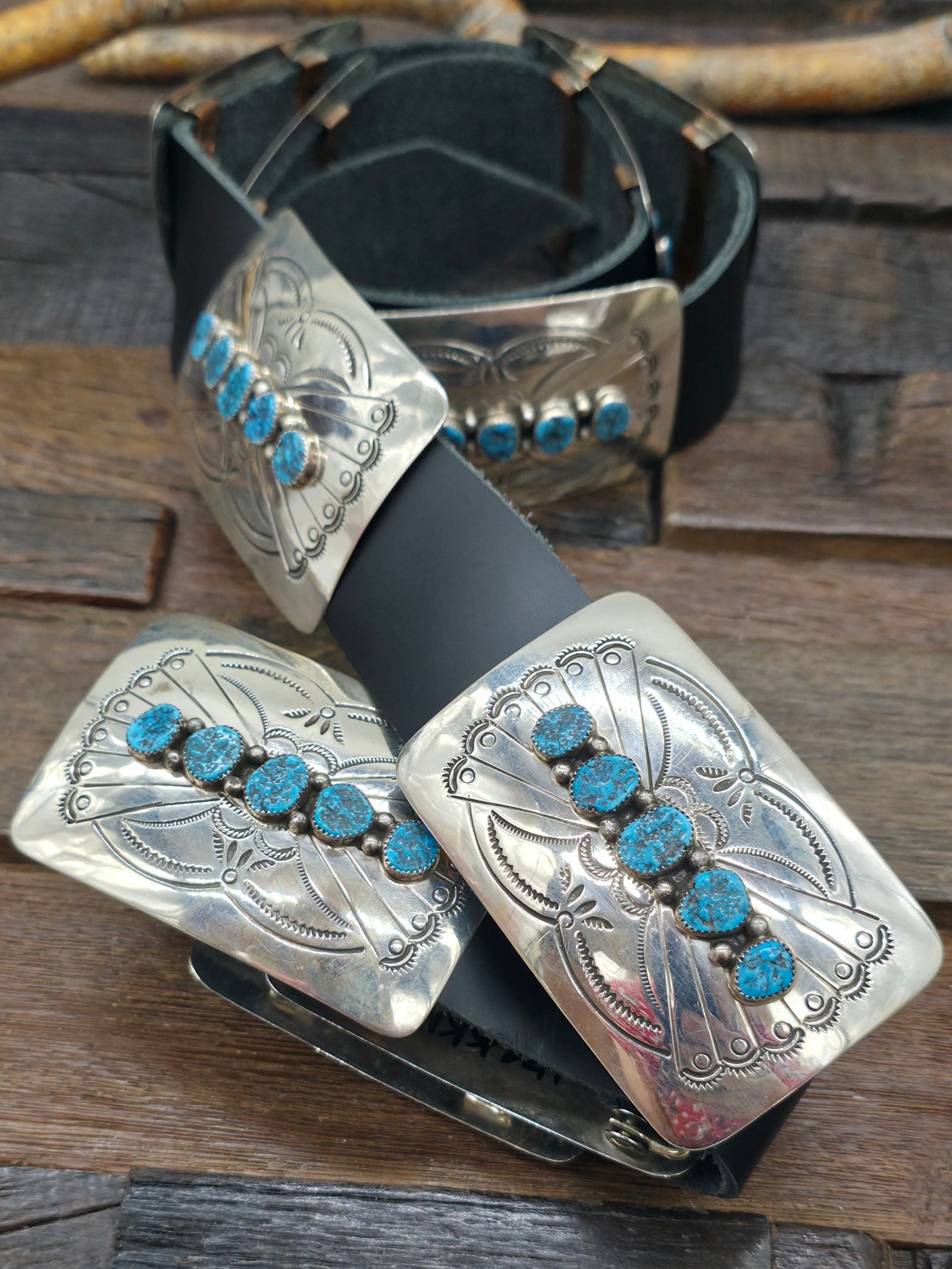 Sterling Silver Kingman Turquoise Concho Belt by Joann Begay - 48 in.