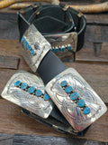 Sterling Silver Kingman Turquoise Concho Belt by Joann Begay - 48 in.