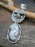Sterling Silver and White Buffalo Kachina Pendant by F. Charley