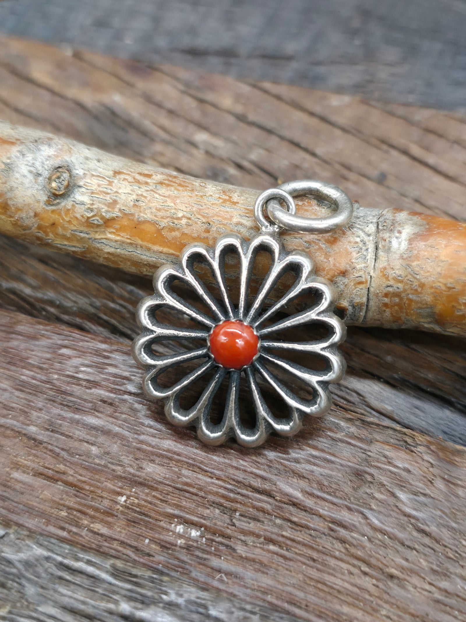 Cast Sterling Silver Coral Pendant by Aaron Anderson - 1 1/2 in. by 1 in.