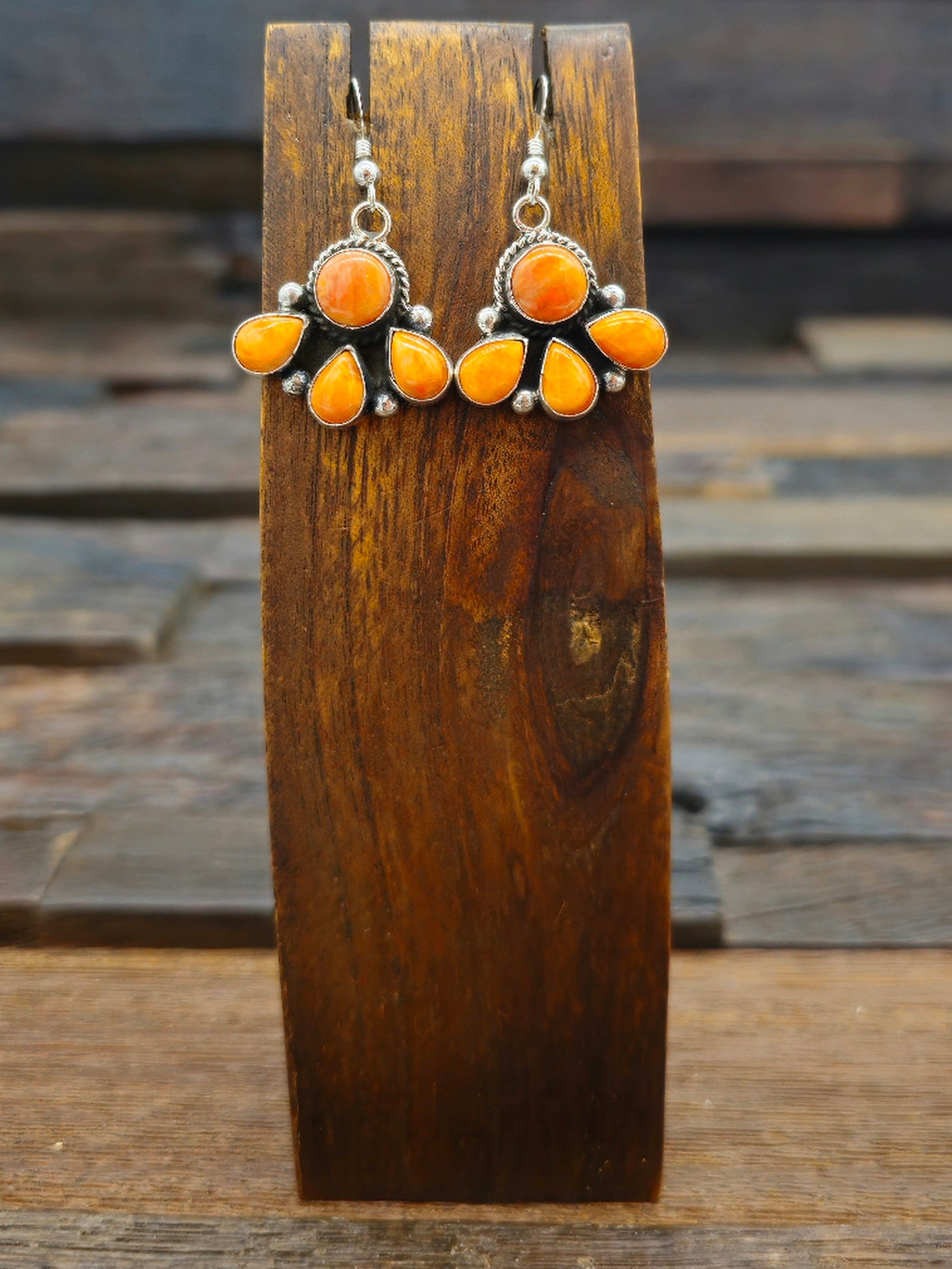 Orange Spiny Oyster Earrings by Abellene Bah