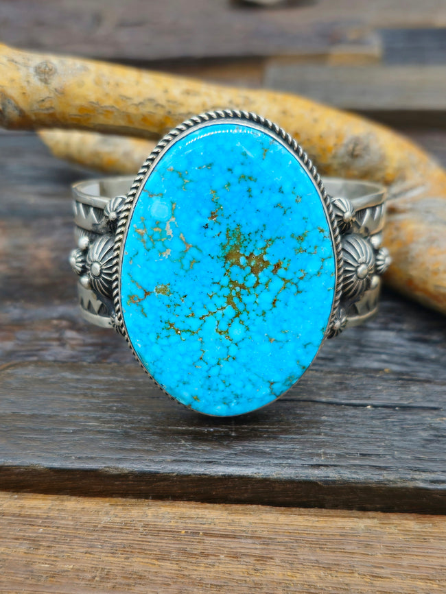 Kingman Turquoise Sterling Silver Cuff by Albert Jake - 6 1/2 in.