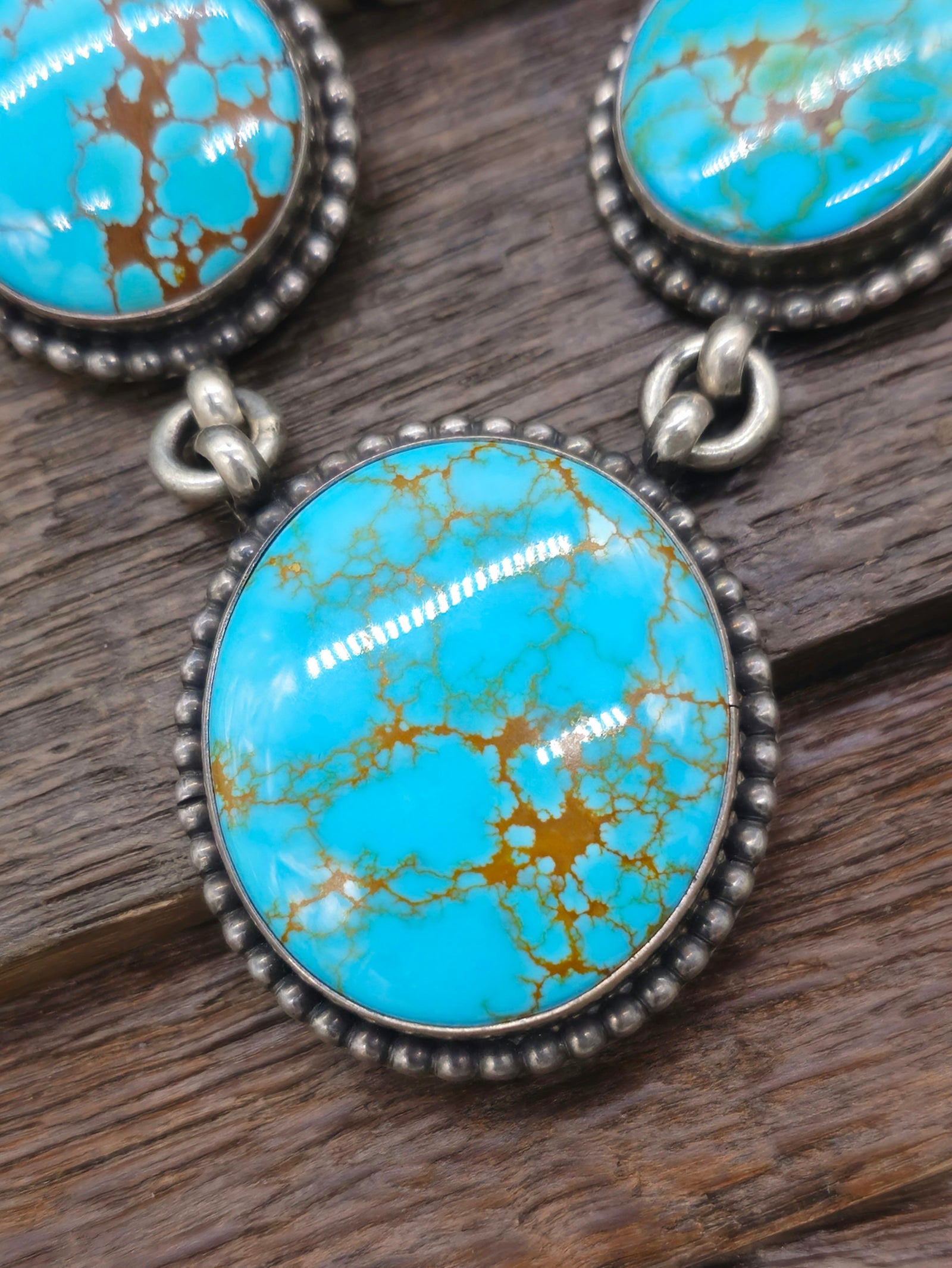 Sterling Silver and Turquoise Lariat Necklace and Earring Set by Nila Johnson - 37 in