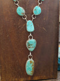 Sterling Silver Whitewater Turquoise Lariat Necklace and Earring Set by Levi Hoskie - 20 in. with 3 in. Drop