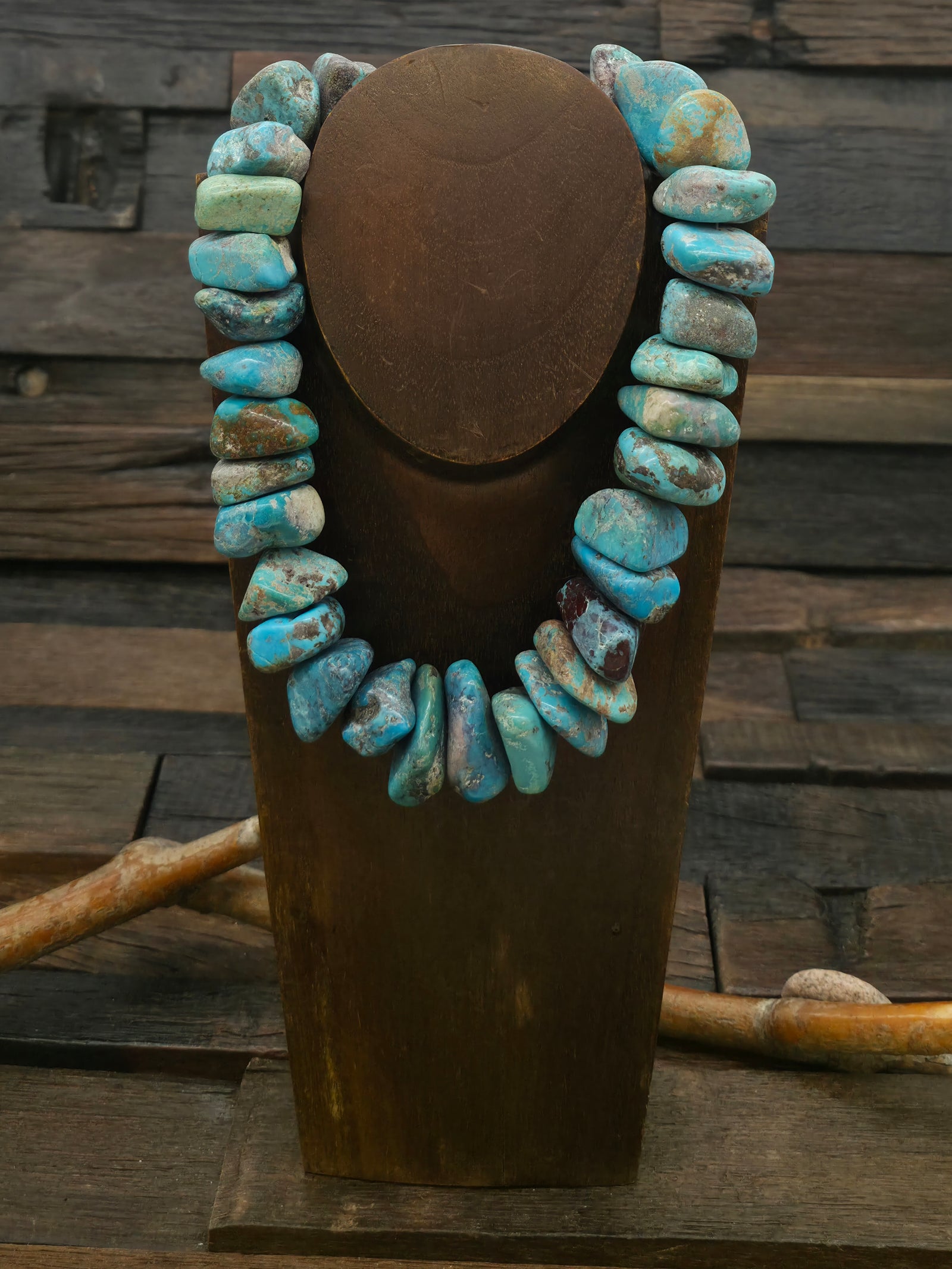 Chunky Sky Horse Turquoise Nugget Necklace - 18 in.