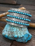 Sleeping Beauty Sterling Silver Cuff Stamped Bracelet by Mark Yazzie - 6 1/2 in. w/Gap