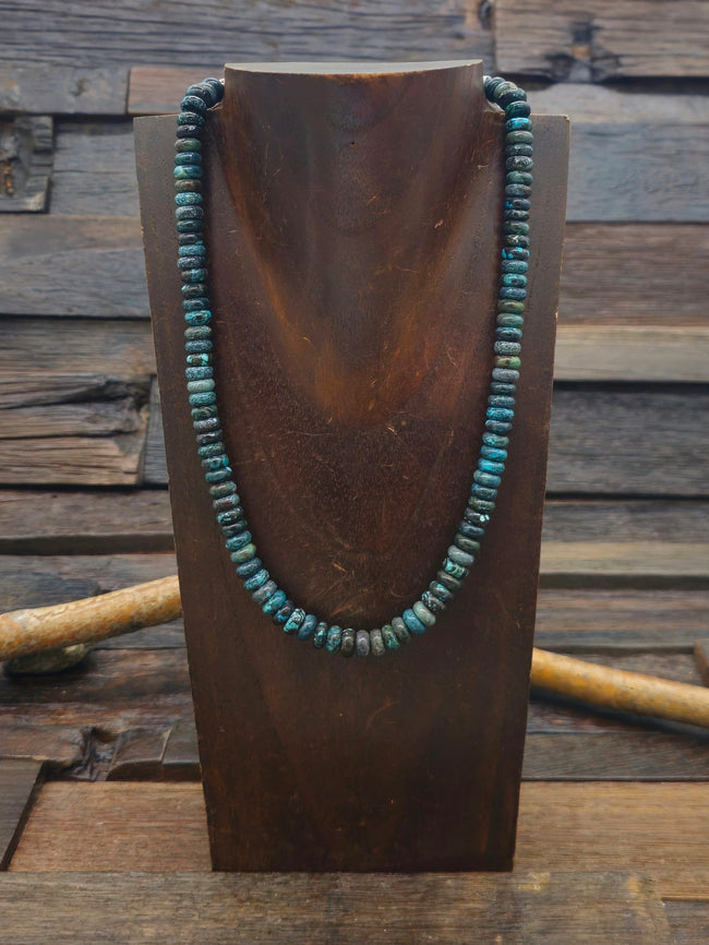 Dark Blue Sky Horse Turquoise Stone Bead Necklace - 18 in.