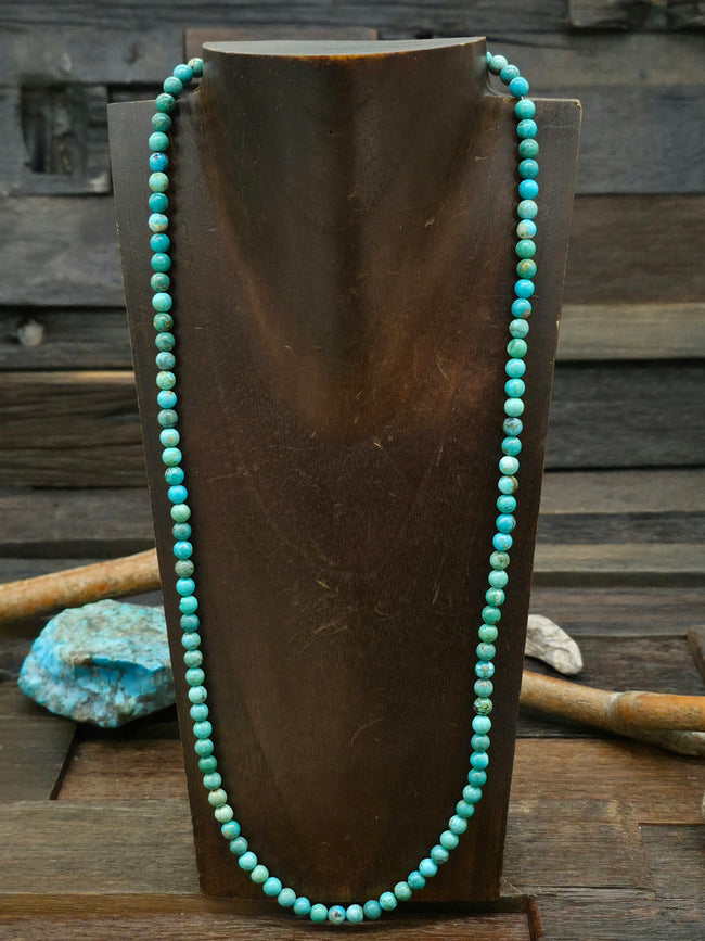 Blue-Green Turquoise Bead Necklace - 25 in.