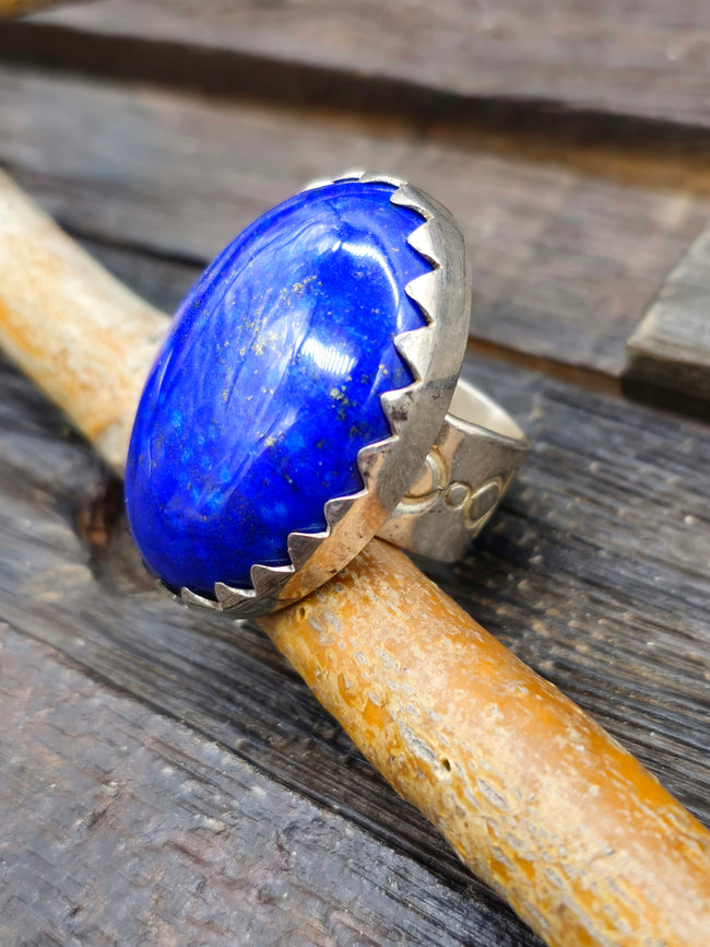 Lapis Lazuli Sterling Silver Statement Ring by Jennifer Medina - Size 8