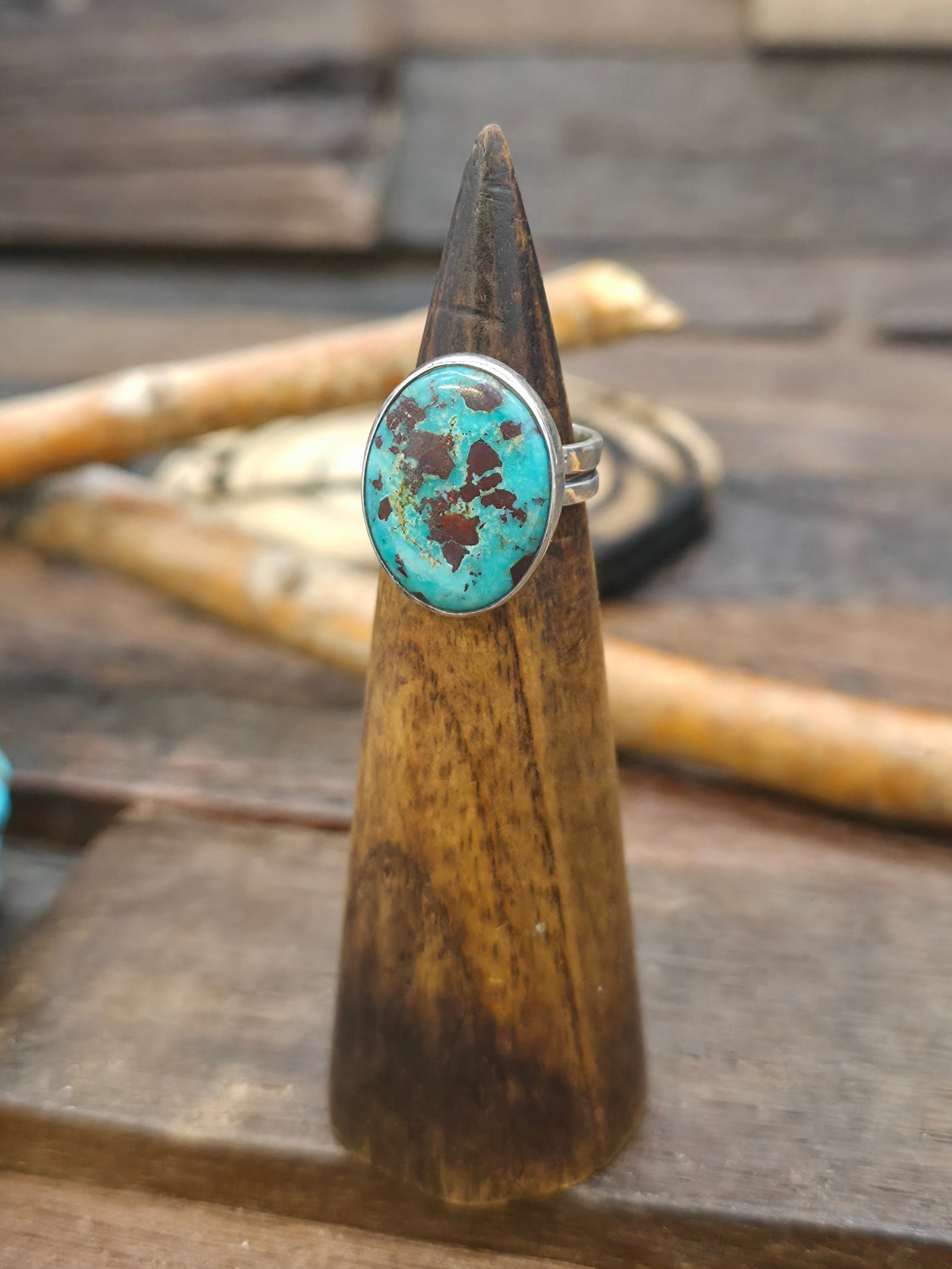 Sterling Silver Turquoise Ring by Jacob Troncosa - Size 6 3/4