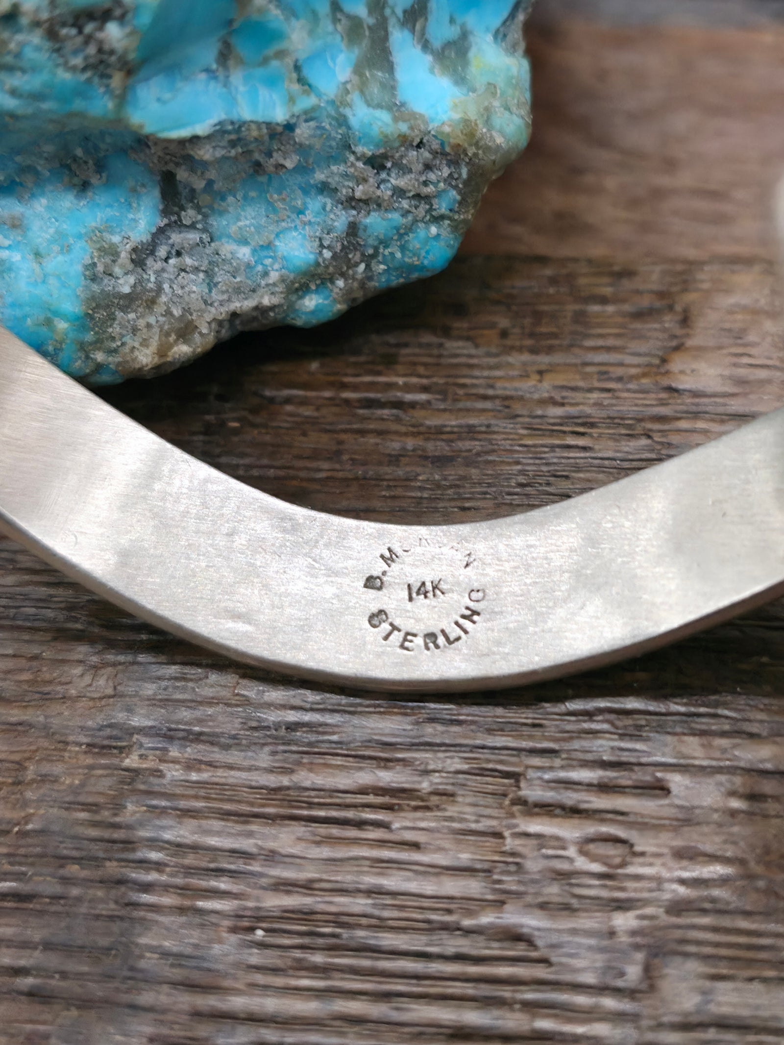 Sterling Silver and 14K Gold Bracelet with Diamond Design by Bruce Morgan - 6 1/2 in.