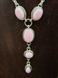 Sterling Silver Pink Conch Lariat Necklace and Earring Set - 21 in.
