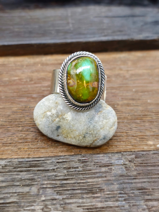 Leon Martinez Turquoise and Sterling Adjustable Ring