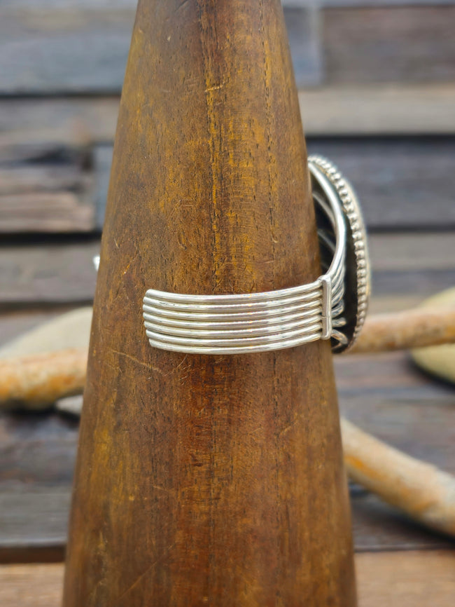 Sterling Silver Onyx Cuff by Phillip Yazzie - 6 1/2 in.
