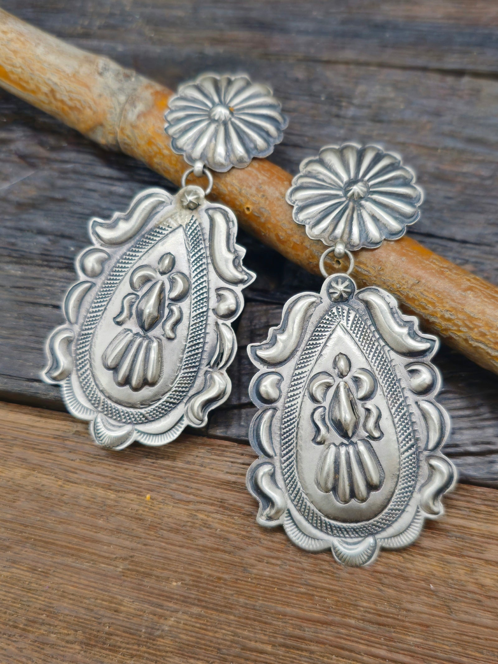 Stamped Sterling Silver Earrings by Eugene Charley