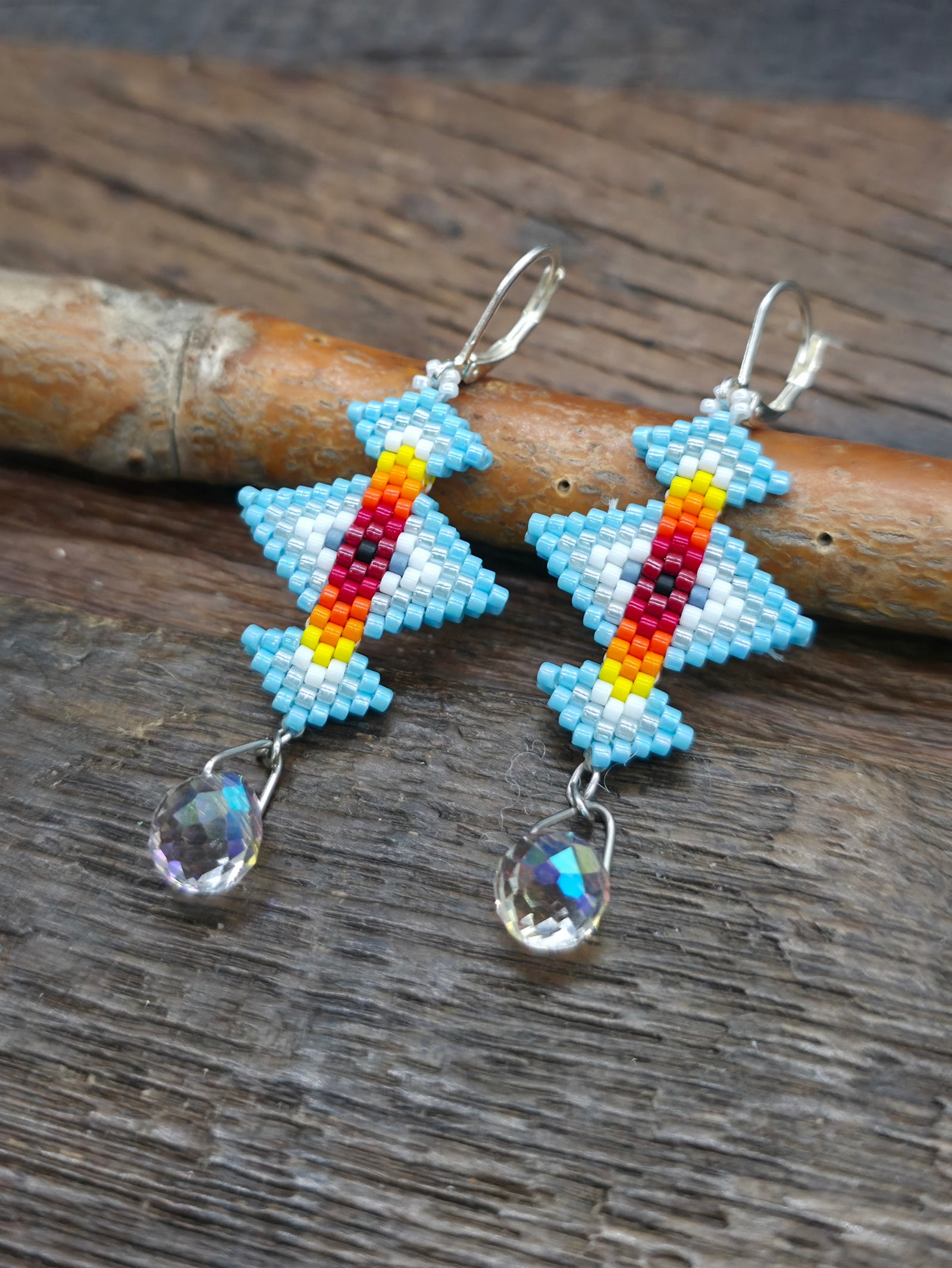 Beadwork Sparkle Earrings by Kevin James - Blue - 2 1/2 in. by 7/8 in.