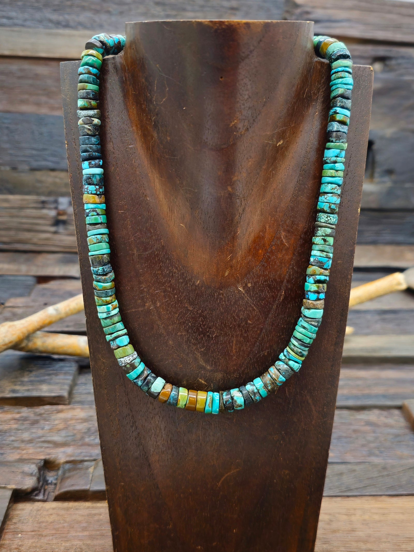 Polychrome Sky Horse Turquoise Stone Bead Necklace - 18 in