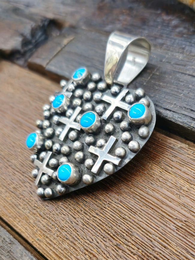 Heart Pendant with Turquoise by Geneva Apachito