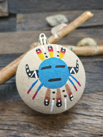 Large Sand Painting Christmas Ornament Bauble by Bingo Smith - Eagle Dancer