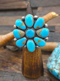 Sterling Silver Turquoise Cluster Ring by Louise Jim - Size 9 1/2
