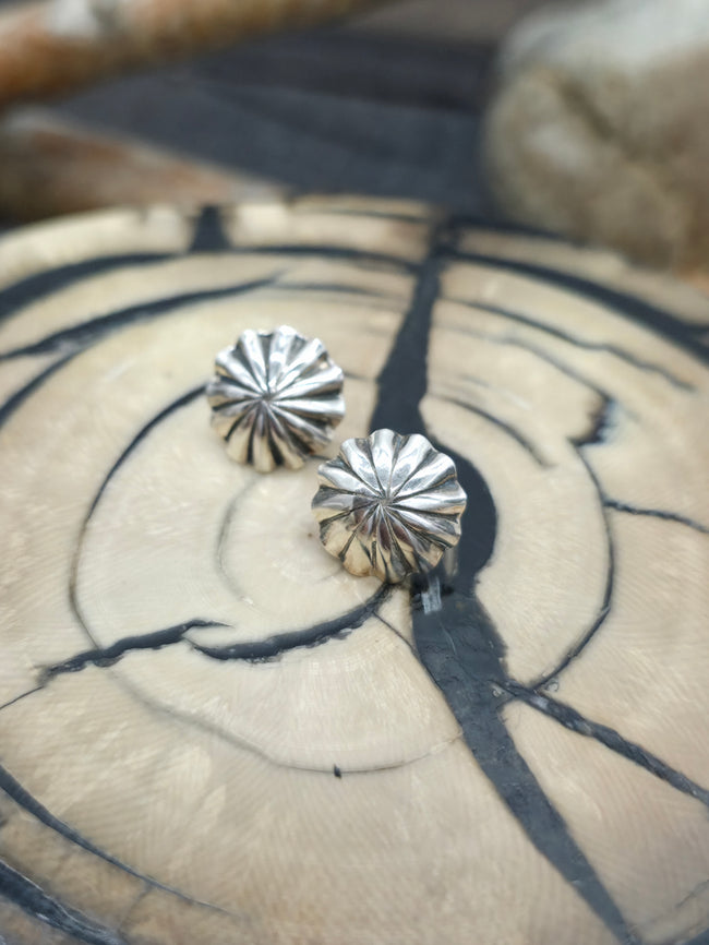 Sterling Silver Repousse Starshot Post Earrings by Sally Shirley