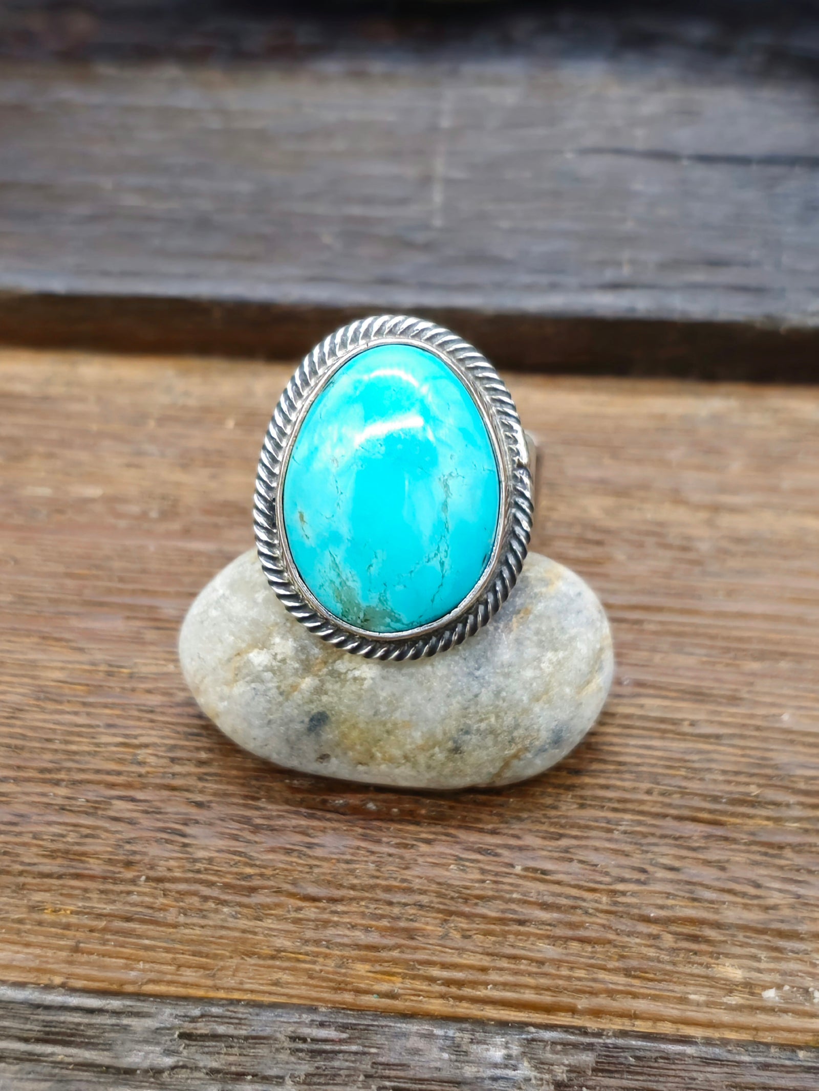 Leon Martinez Turquoise and Sterling Adjustable Ring