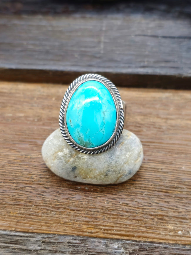 Leon Martinez Turquoise and Sterling Adjustable Ring